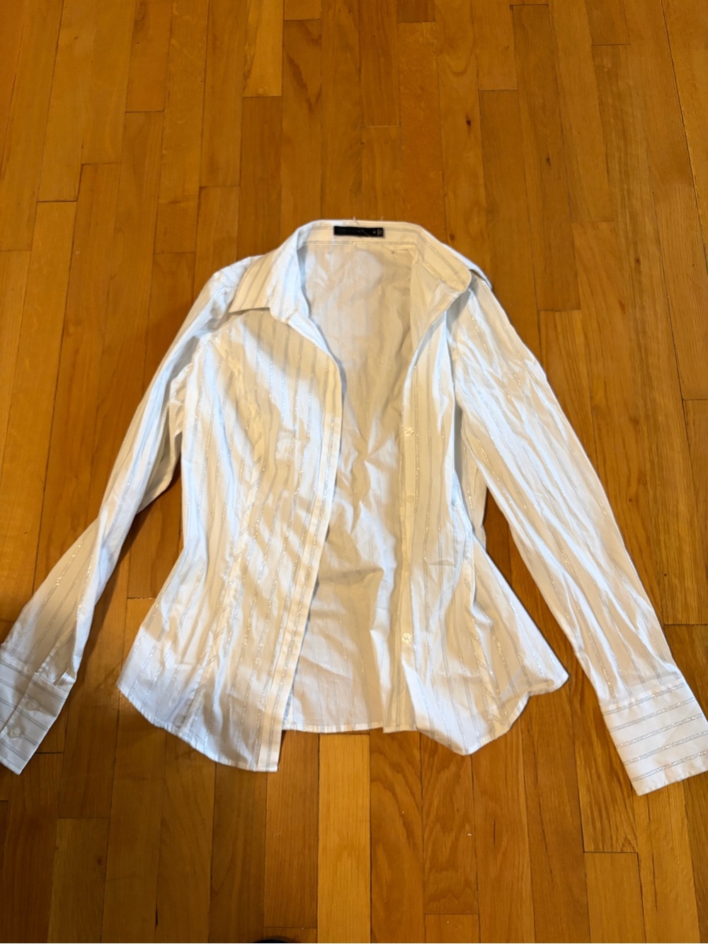 The Limited White and Silver Striped Button-Shirt